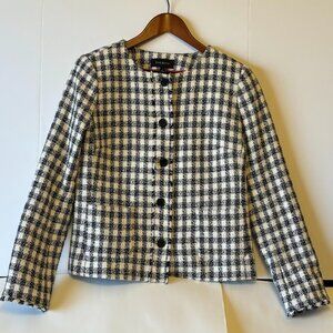 Talbots Black and White Gingham Tweed Jacket Size Small Size 4